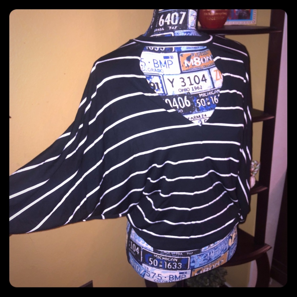 Black and white striped blouse